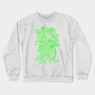 Abstract Zentangle Swirls Design (green on white) Crewneck Sweatshirt